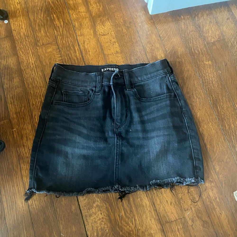 Black denim skirt